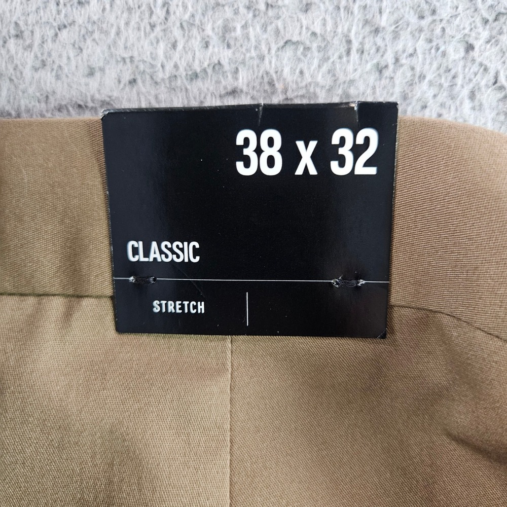 Express Classic Stretch‎ Chino Pants Mens 38x32 Khaki Tan Flat Front New